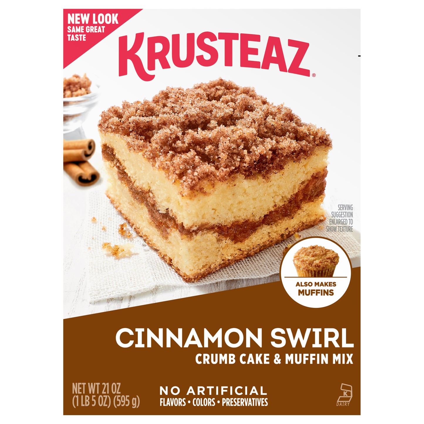 Krusteaz Cinnamon Swirl Crumb Cake & Muffin Mix, 21 OZ