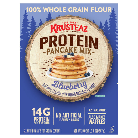 Krusteaz Protein Blueberry Pancake Mix, 20 OZ, 4-Pack